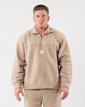 Alphalete King Quarter Zip Uomo Felpa Beige | 34VUJQRNE