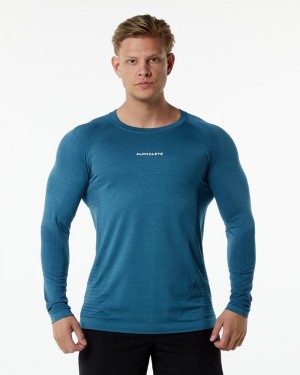 Alphalete Ozone LS Uomo Camicie Blu | 28KNDVZXH