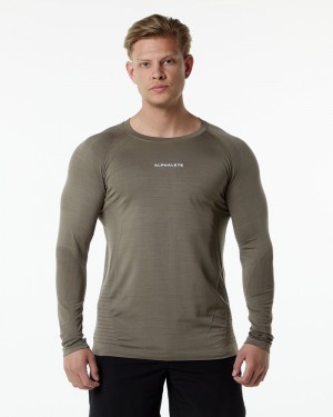 Alphalete Ozone LS Uomo Camicie Grigie | 89MAYXGQR