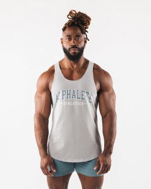Alphalete Paisley Print Raw Cut Uomo Canotta Grigie | 89OFVIMNK