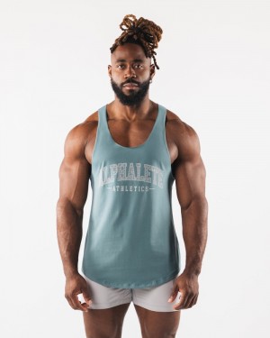 Alphalete Paisley Print Raw Cut Uomo Canotta Verde Acqua | 70TLKDFPW