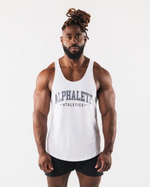 Alphalete Paisley Print Raw Cut Uomo Canotta Bianche | 54NFXSUQY
