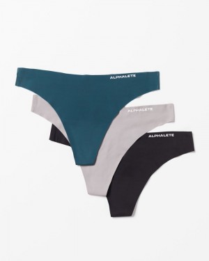 Alphalete Seamless 3pk Donna Biancheria Intima Grigie Blu Marino Nere | 40DAJIEON