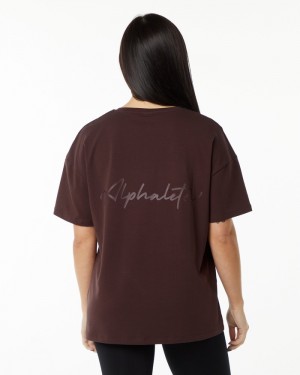 Alphalete Signature Oversized Donna Camicie Bordeaux | 49OEYCPRU