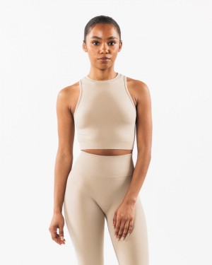 Alphalete Stratus Crop Donna Canotta Beige | 59BVKHQLO