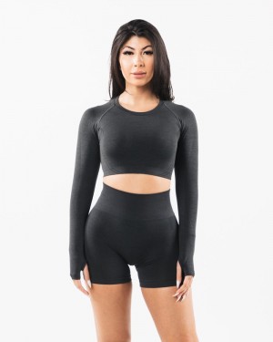 Alphalete Stratus LS Crop Donna Magliette Grigie | 46HEOXFSU
