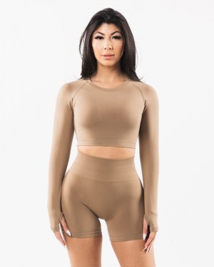Alphalete Stratus LS Crop Donna Magliette Grigie | 32MSAHIRQ