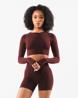 Alphalete Stratus LS Crop Donna Magliette Bordeaux | 20TRLKZNF