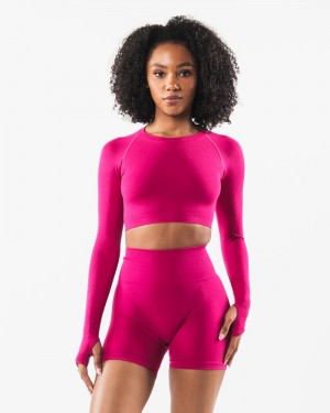 Alphalete Stratus LS Crop Donna Magliette Rosa | 64KSIFYXV