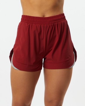 Alphalete Stride 3" Donna Pantaloncini Rosse | 39EALQPVS