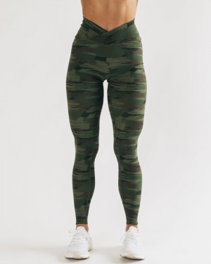 Alphalete Surface Power Donna Leggings Verde Oliva Camouflage | 96ZAFPWKY