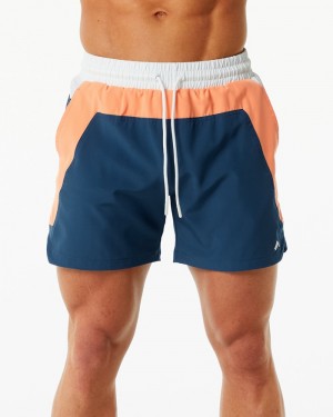 Alphalete Swim Trunk 5.5" Uomo Boardshort Arancioni Blu | 58VUJWYOC