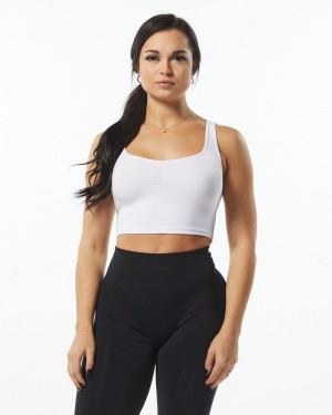 Alphalete Ultrasoft Square Neck Donna Canotta Bianche | 16OWAKFYQ