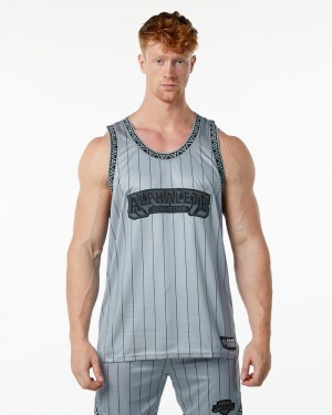 Alphalete Varsity Basketball Jersey Uomo Canotta Grigie | 34ZXYCSNK