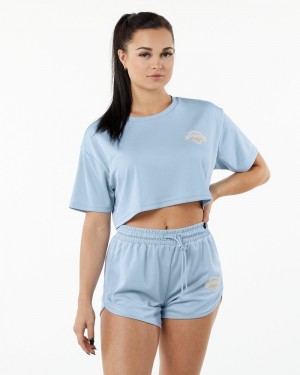 Alphalete Varsity Crop Donna Camicie Blu Chiaro | 75XTLESRM
