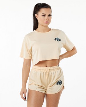 Alphalete Varsity Crop Donna Camicie Marroni | 25LIGKHWN