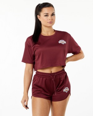 Alphalete Varsity Crop Donna Camicie Rosse | 28FRVLEWN