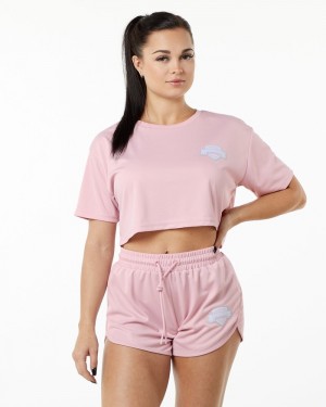 Alphalete Varsity Crop Donna Camicie Rosa | 28OHESNVK