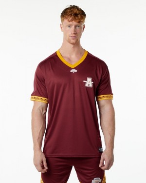 Alphalete Varsity NFL Jersey Uomo Camicie Rosse | 17XRZBKNU