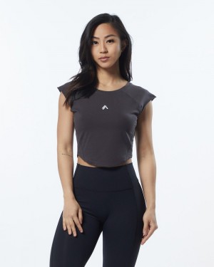 Alphalete Velocity Crop Donna Camicie Grigie | 87VGYJECN