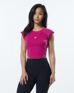 Alphalete Velocity Crop Donna Camicie Rosa | 15REMJZDI