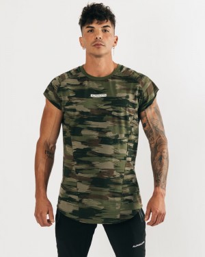 Alphalete Velocity Senza Maniche Uomo Canotta Verde Oliva Camouflage | 78KBPAVID