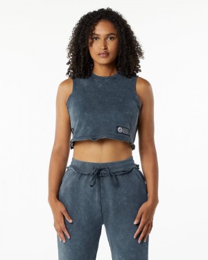 Alphalete Very Terry Crop Cutoff Donna Canotta Blu | 86NHBLJUR