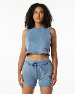Alphalete Very Terry Crop Cutoff Donna Canotta Blu | 18OIZGUQC
