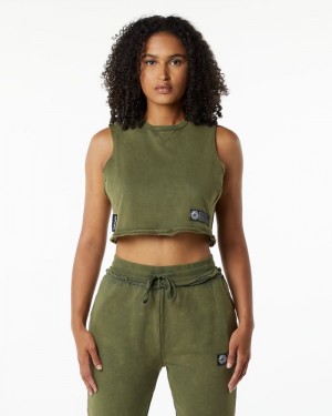 Alphalete Very Terry Crop Cutoff Donna Canotta Verdi | 19BNQCMWD