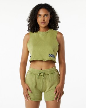 Alphalete Very Terry Crop Cutoff Donna Canotta Verdi | 61IJKWQBR