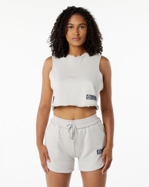 Alphalete Very Terry Crop Cutoff Donna Canotta Bianche | 01RFJXIDP