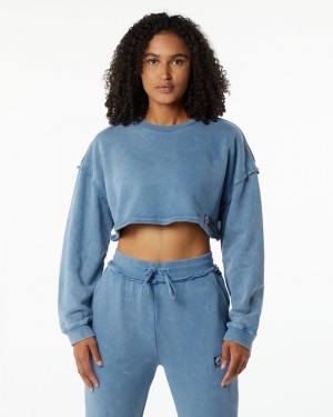 Alphalete Very Terry Crop Pullover Donna Felpa Blu | 31VKILOAD