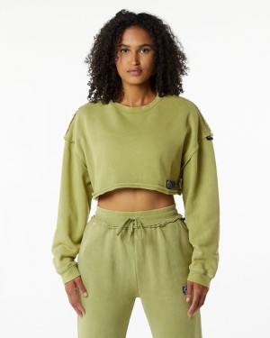 Alphalete Very Terry Crop Pullover Donna Felpa Verdi | 02XPMJVZQ