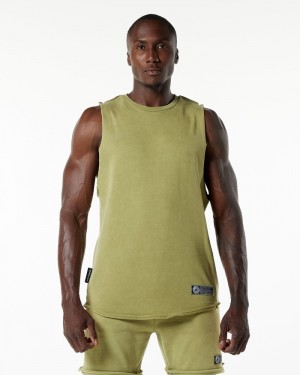 Alphalete Very Terry Cutoff Uomo Canotta Verdi | 52TXOSLMD