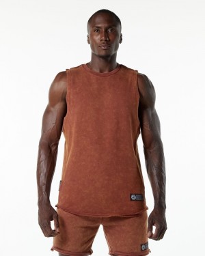 Alphalete Very Terry Cutoff Uomo Canotta Khaki | 42GTOEVXJ