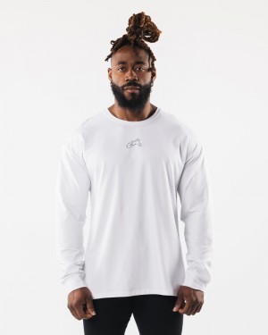 Alphalete Wolf Head LS Uomo Camicie Bianche | 54TSDKQNM