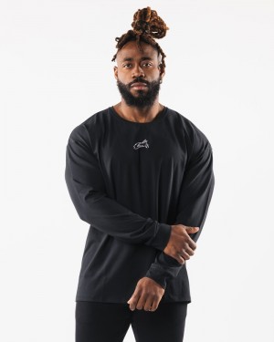 Alphalete Wolf Head LS Uomo Camicie Nere | 08FDGTOKA