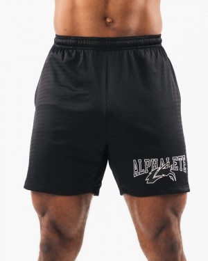 Alphalete Wolf Head Mesh 6" Uomo Pantaloncini Nere | 14AOCWJYI