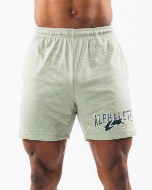 Alphalete Wolf Head Mesh 6" Uomo Pantaloncini Verde Oliva | 45RPUVFNI