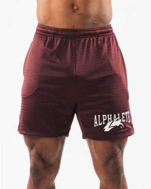 Alphalete Wolf Head Mesh 6" Uomo Pantaloncini Bordeaux | 53PTVDFIN