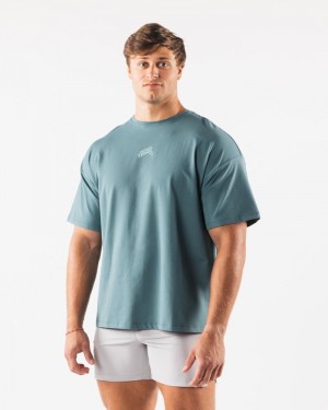 Alphalete Wolf Head Paisley Print Uomo Camicie Verde Acqua | 16JGKMAOW