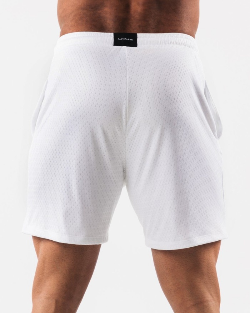 Alphalete AA Mesh 6” Uomo Pantaloncini Bianche | 69KWFADYQ
