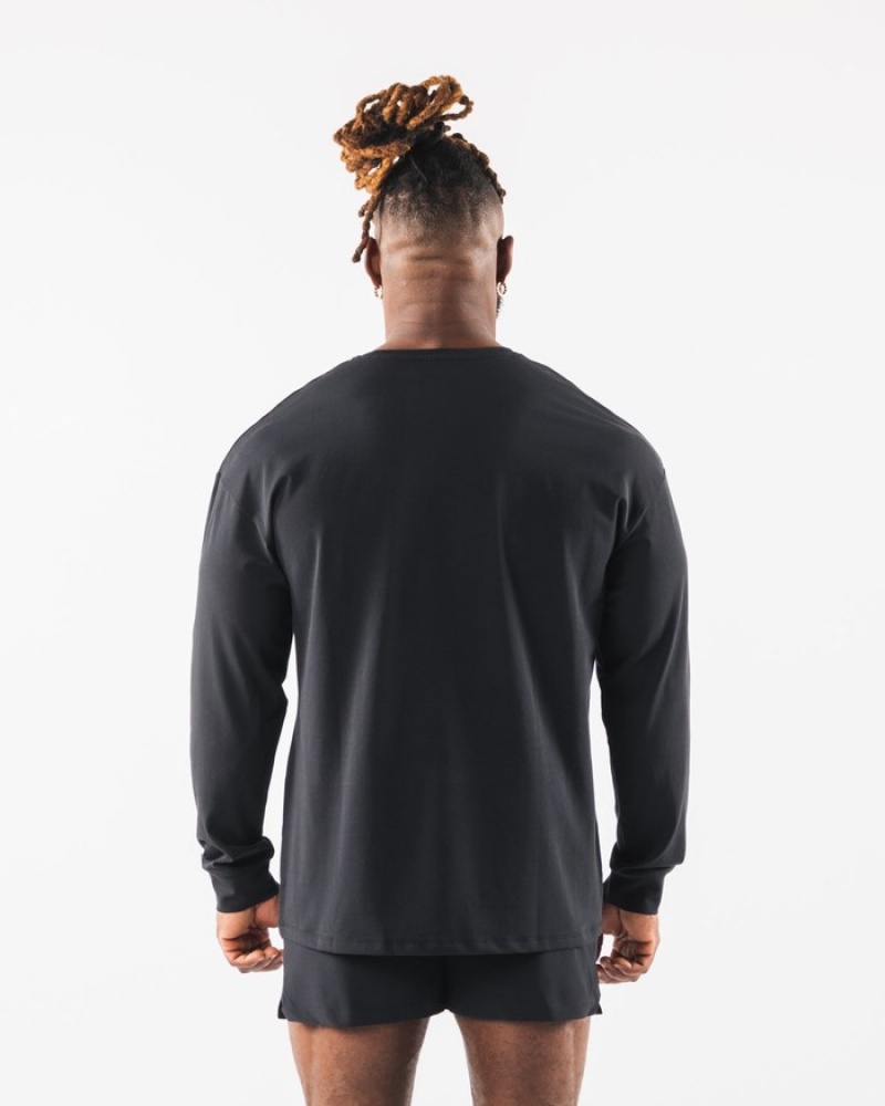 Alphalete AA Paisley Print LS Uomo Camicie Nere | 14FGZBOCV