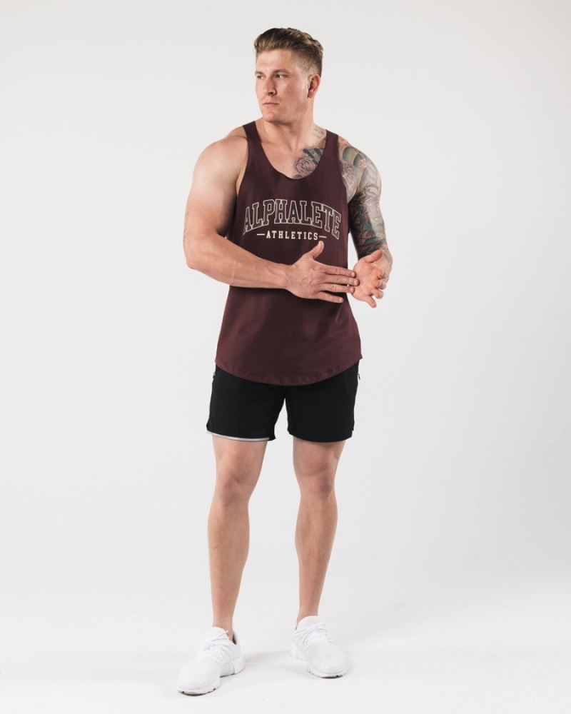 Alphalete AA Raw Cut Uomo Canotta Bordeaux | 13JTACSPI