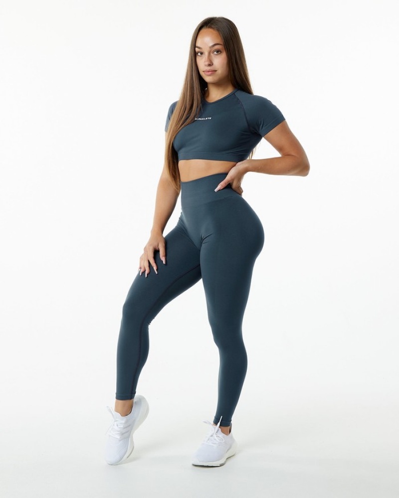 Alphalete Amplify Donna Leggings Blu | 06QGUYXDA