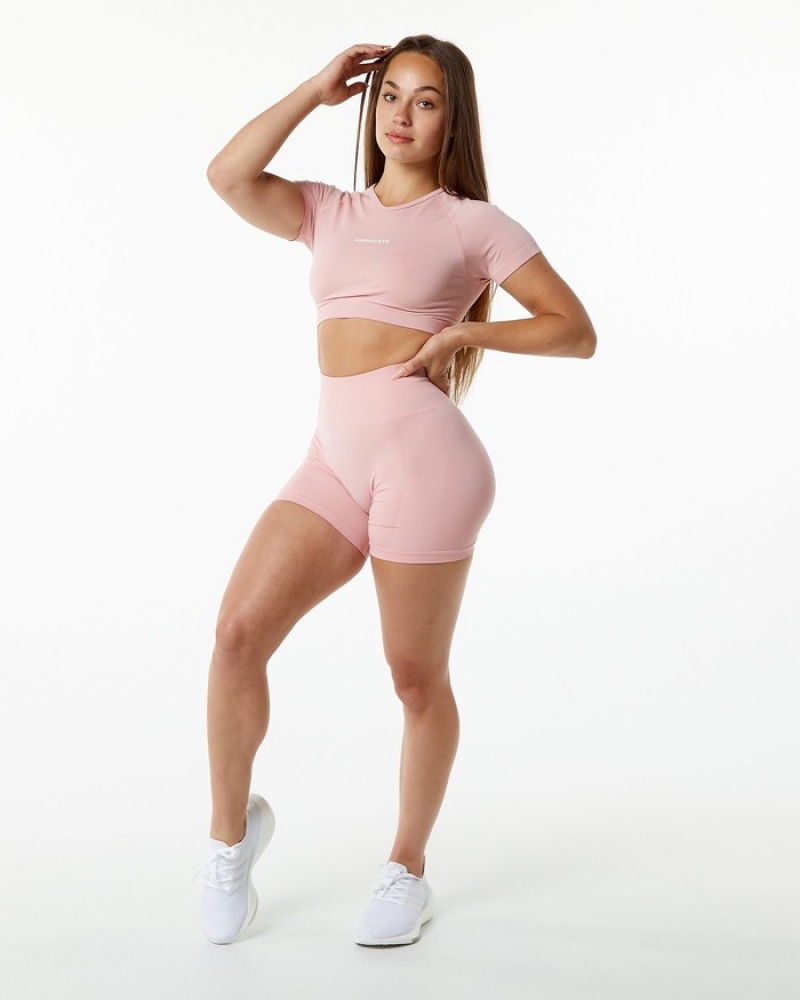 Alphalete Amplify V-Neck Donna Camicie Rosa | 34GRHKMCY