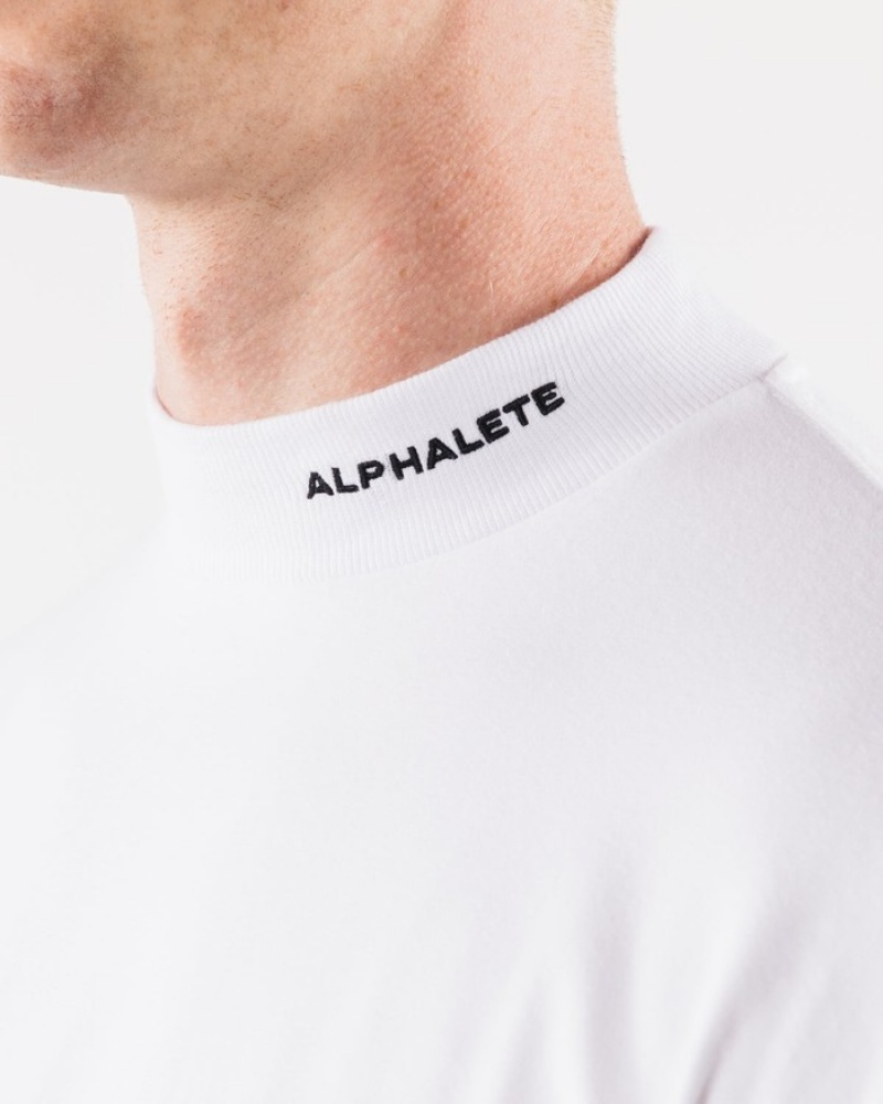 Alphalete Brushed Core Mock Neck LS Uomo Camicie Bianche | 53SPNDLMT