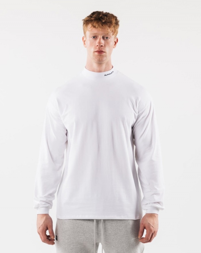 Alphalete Brushed Core Mock Neck LS Uomo Camicie Bianche | 53SPNDLMT