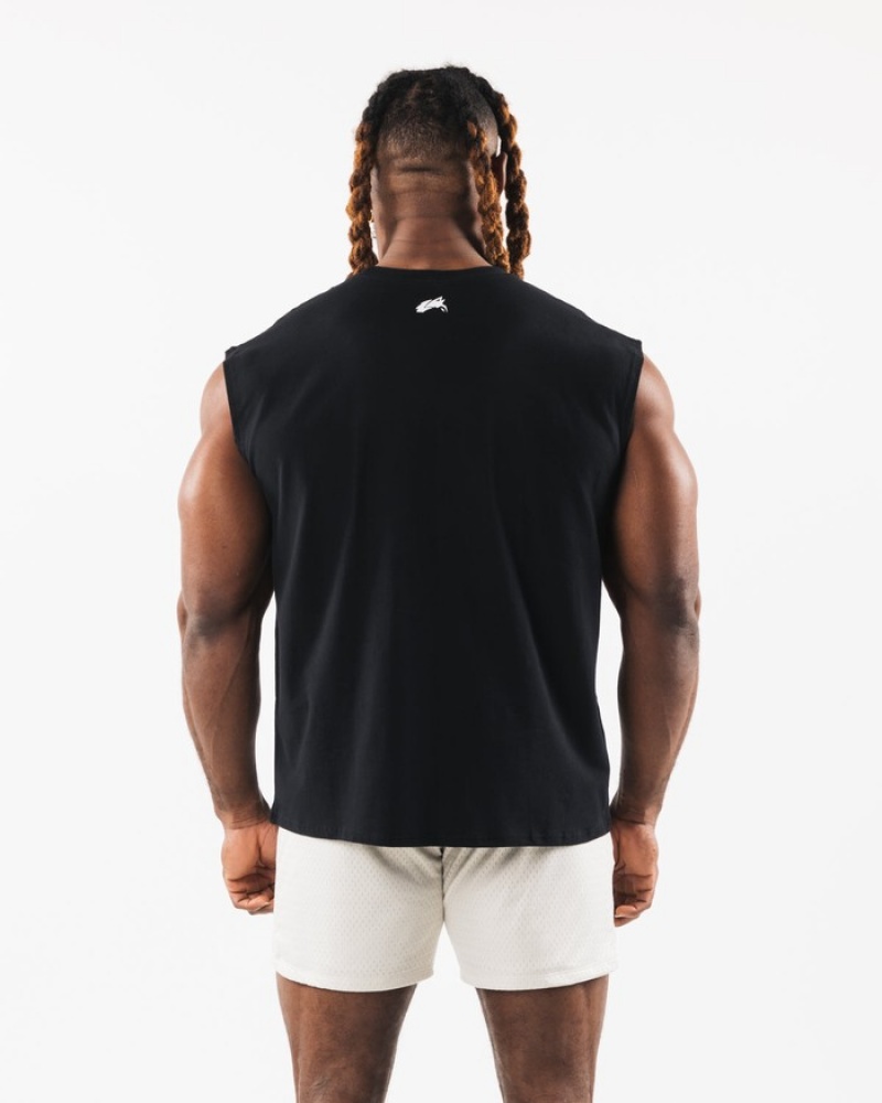 Alphalete Brushed Wolf Head Muscle Uomo Canotta Nere | 86JCDHAYP