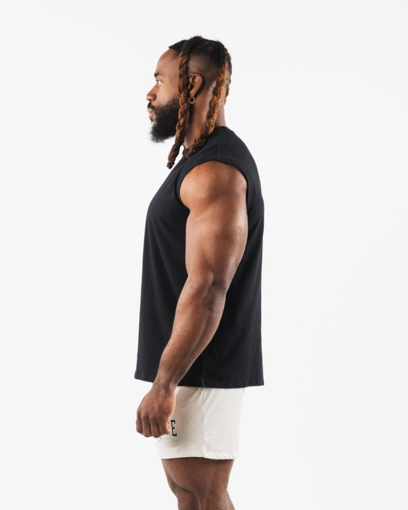 Alphalete Brushed Wolf Head Muscle Uomo Canotta Nere | 86JCDHAYP